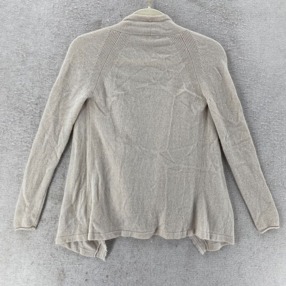 Kinross 100% Cashmere Cardigan Sweater Women XS Open Front Draped Ivory Coastal‎ - Picture 2 of 14